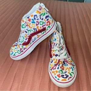 NEW Vans | toddler girl multi color leopard high top sneakers size 9